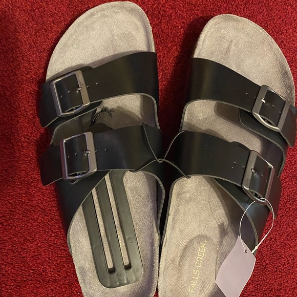 MENS SLIP-ON ADJUSTABLE BUCKLE SANDALS – BLACK - SIZE 11 - Picture 3 of 5